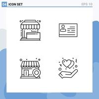 Mobile Interface Line Set of 4 Pictograms of purchase id store license local Editable Vector Design Elements