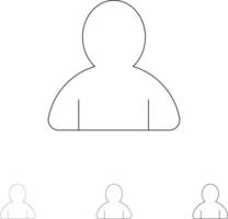 Account Avatar User Bold and thin black line icon set vector