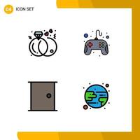 Set of 4 Modern UI Icons Symbols Signs for diamond door rings game home Editable Vector Design Elements