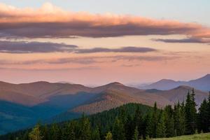 Dawn in mountains Carpathians photo