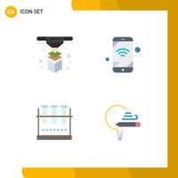 Modern Set of 4 Flat Icons Pictograph of modeling lab flask layer wifi test tube Editable Vector Design Elements