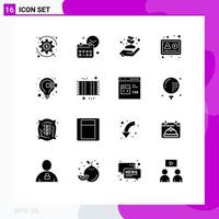 Universal Icon Symbols Group of 16 Modern Solid Glyphs of idea study earth day profile account Editable Vector Design Elements