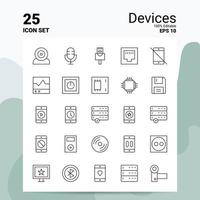 Conjunto de iconos de 25 dispositivos 100 archivos eps 10 editables concepto de logotipo de empresa ideas diseño de icono de línea vector