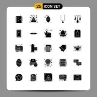 Mobile Interface Solid Glyph Set of 25 Pictograms of lump life bobber city music Editable Vector Design Elements