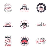 Happy fathers day 9 Black and Pink Typography set Vector typography Vintage lettering for greeting cards banners tshirt design You are the best dad Editable Vector Design Elements