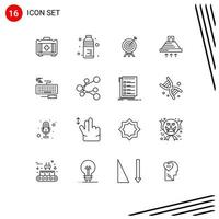 16 User Interface Outline Pack of modern Signs and Symbols of keyboard smoke archery exhaust cooking Editable Vector Design Elements