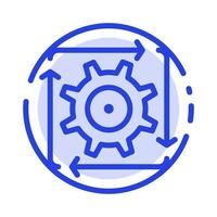 flujo de trabajo automatización desarrollo flujo operación línea punteada azul icono de línea vector