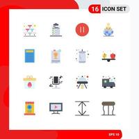 Pictogram Set of 16 Simple Flat Colors of book international file business stop Editable Pack of Creative Vector Design Elements