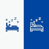 Bed Bedroom Clean Cleaning Line and Glyph Solid icon Blue banner Line and Glyph Solid icon Blue banner vector