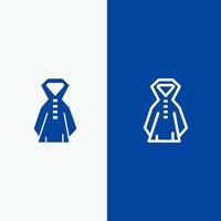 Clothing Rain Rainy Line and Glyph Solid icon Blue banner Line and Glyph Solid icon Blue banner vector