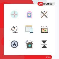 Pack of 9 Modern Flat Colors Signs and Symbols for Web Print Media such as responsive integrity drum human balance Editable Vector Design Elements