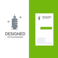 Chemistry Medicine Pharmacy Syringe Grey Logo Design and Business Card Template vector