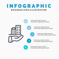 icono de línea sostenible moderna de negocios de arquitectura con fondo de infografía de presentación de 5 pasos vector