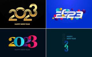 Happy New Year 2023 text design Pack. for Brochure design template. card. banner vector