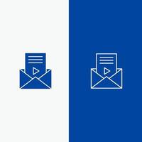 Mail Message Sms Video Player Line and Glyph Solid icon Blue banner Line and Glyph Solid icon Blue banner vector