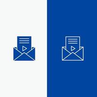 mensaje de correo sms reproductor de video línea y glifo icono sólido banner azul línea y glifo icono sólido banner azul vector