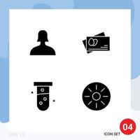 Pictogram Set of 4 Simple Solid Glyphs of avatar lab passport tube food Editable Vector Design Elements