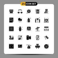 25 Thematic Vector Solid Glyphs and Editable Symbols of donate statements wreath reporting accounting Editable Vector Design Elements