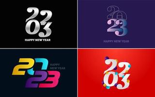 gran conjunto de diseño de texto del logo de feliz año nuevo 2023. Plantilla de diseño de número 2023. colección de símbolos de feliz año nuevo 2023 vector