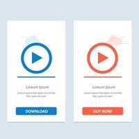 interfaz de video reproducir usuario azul y rojo descargar y comprar ahora plantilla de tarjeta de widget web vector