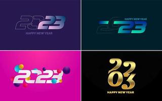 gran conjunto 2023 feliz año nuevo diseño de texto de logotipo negro. Plantilla de diseño de 20 23 números. colección de símbolos de 2023 feliz año nuevo vector