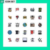 25 User Interface Filled line Flat Color Pack of modern Signs and Symbols of recreation kids stone games time Editable Vector Design Elements