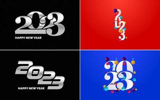 gran conjunto 2023 feliz año nuevo diseño de texto de logotipo negro. Plantilla de diseño de 20 23 números. colección de símbolos de 2023 feliz año nuevo vector