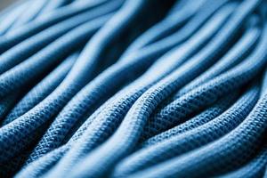 Natural lighting. Many of the blue colored knots for the sports and ship equipment lying down on the floor photo