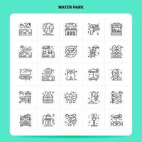 OutLine 25 Water Park Icon set Vector Line Style Design Black Icons Set Linear pictogram pack Web and Mobile Business ideas design Vector Illustration