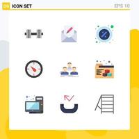 Universal Icon Symbols Group of 9 Modern Flat Colors of company time mail stopwatch piece Editable Vector Design Elements