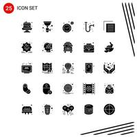 Universal Icon Symbols Group of 25 Modern Solid Glyphs of file pipe time industrial construction Editable Vector Design Elements