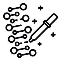 DNA molecules and pipette icon, outline style vector