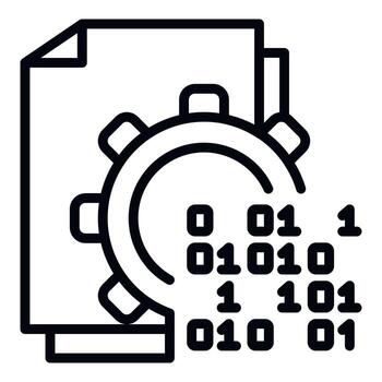 Malicious code in action icon, outline style vector