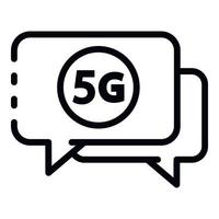 Icono de burbujas de chat 5g, estilo de esquema vector