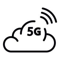 Icono de nube 5g, estilo de esquema vector