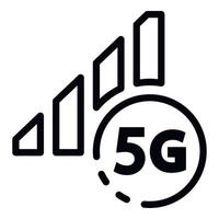 5G network sign icon, outline style vector