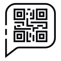 QR code in chat bubble icon, outline style vector