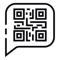 código qr en el icono de la burbuja de chat, estilo de esquema vector