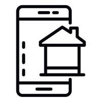 icono de control del hogar del teléfono inteligente, estilo de contorno vector