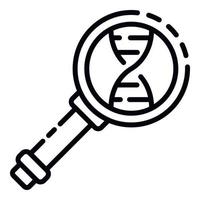 DNA helix in magnifier icon, outline style vector