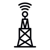 Antena 5g en icono de acción, estilo de esquema vector