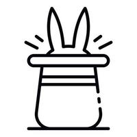 Rabbit in magic hat icon, outline style vector