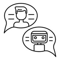 Conversation with chat bot icon, outline style vector