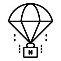 Box parachute icon, outline style vector