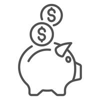 Piggy bank icon, outline style vector