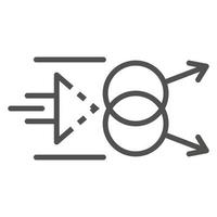 Atom distortion icon, outline style vector