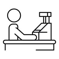 Man at cash register icon, outline style vector