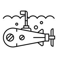 icono de periscopio submarino marino, estilo de contorno vector