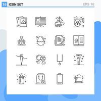 Modern Set of 16 Outlines and symbols such as meeting palette boat design advertisement Editable Vector Design Elements