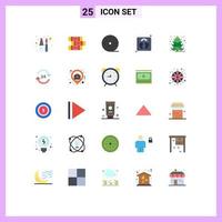 25 Universal Flat Color Signs Symbols of concierge tree film christmas scale Editable Vector Design Elements